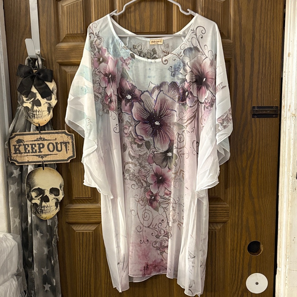 Sheer Chic Floral Women's Tunic Top